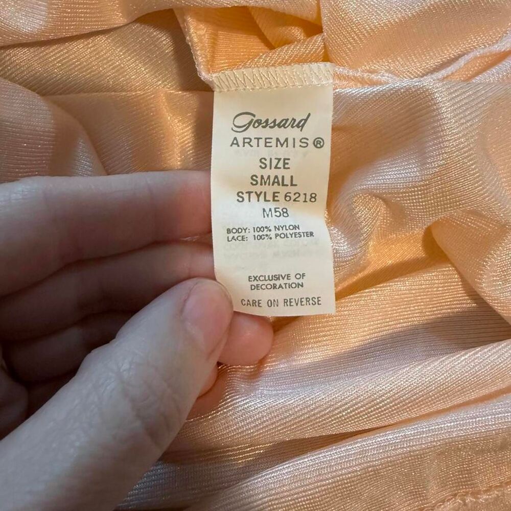 Vtg 60s 70s Gossard Artemis Peach Nylon Lace Sleepwear Set Small 6218 - Picture 4 of 7